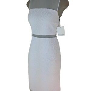 Calvin Klein Women's White Textured Bridal Engagement Illusion Cocktail Dress 6